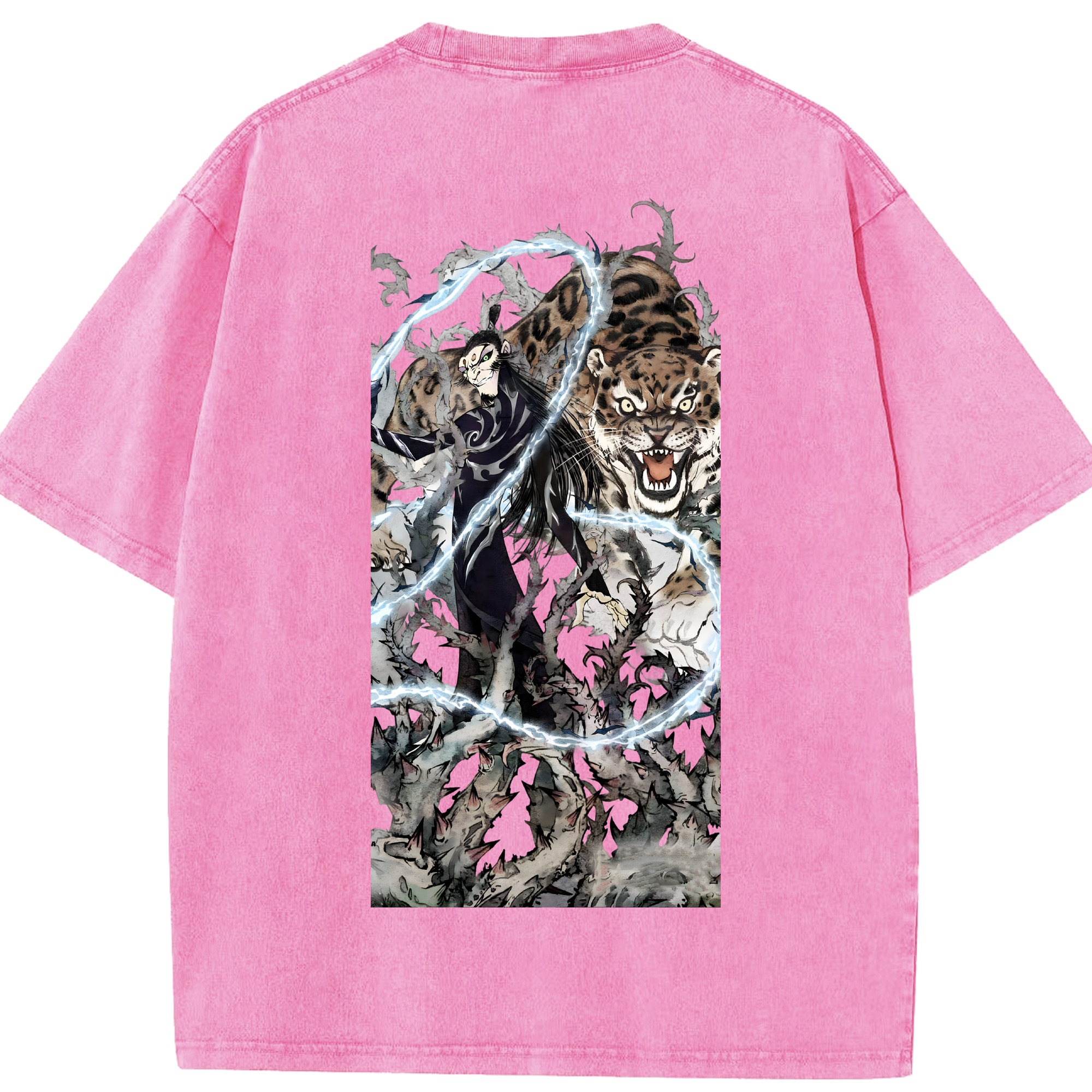 （画像用） Ne Zha 2 ナタ 魔童の大暴れ 綿100% ヴィンテージ風 半袖Tシャツ（背面プリント）